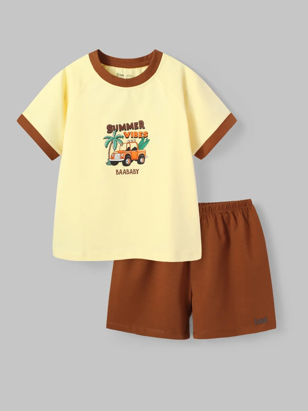 Ảnh Đồ Bộ Cộc Tay Bé Trai Cotton Thấm Hút Thoáng mát (1-10 Tuổi) BaaBaby B-BC-DB03N 2
