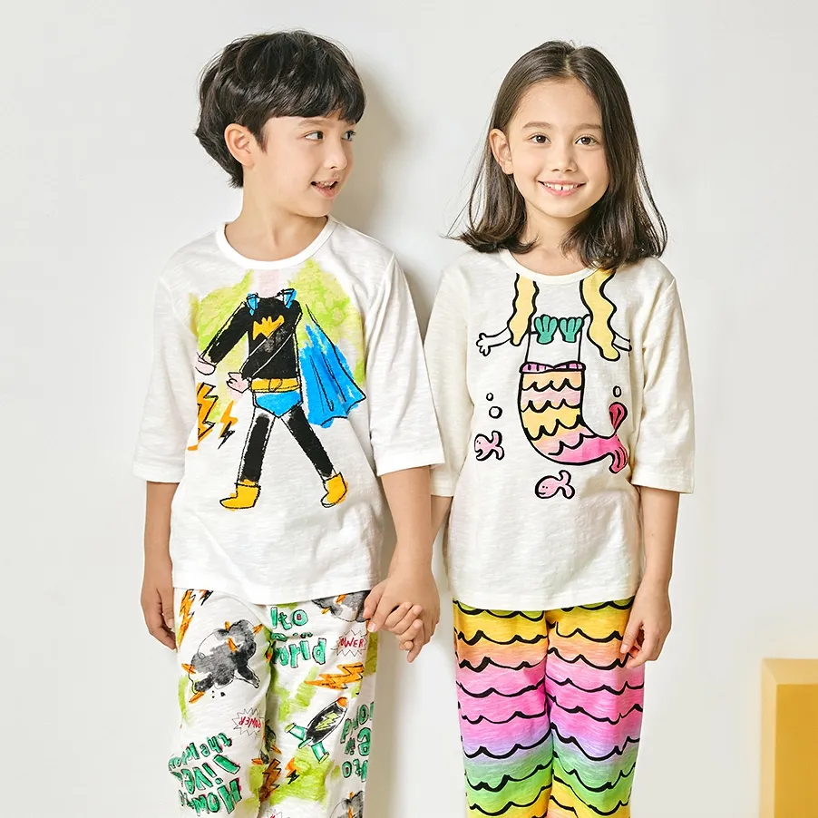 Ảnh Đồ bộ lửng quần áo thun cotton mặc nhà mùa hè cho bé gái Unifriend Hàn Quốc 2023-2 3