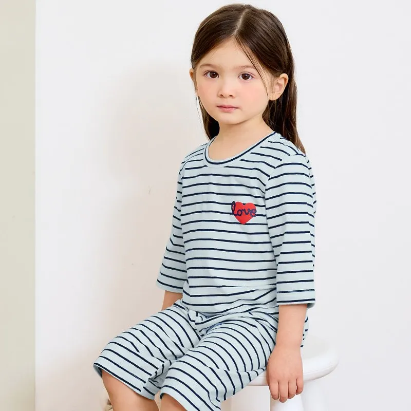 Ảnh Đồ bộ lửng quần áo thun cotton mặc nhà mùa hè cho bé trai và bé gái Unifriend Hàn Quốc 2022-1 4
