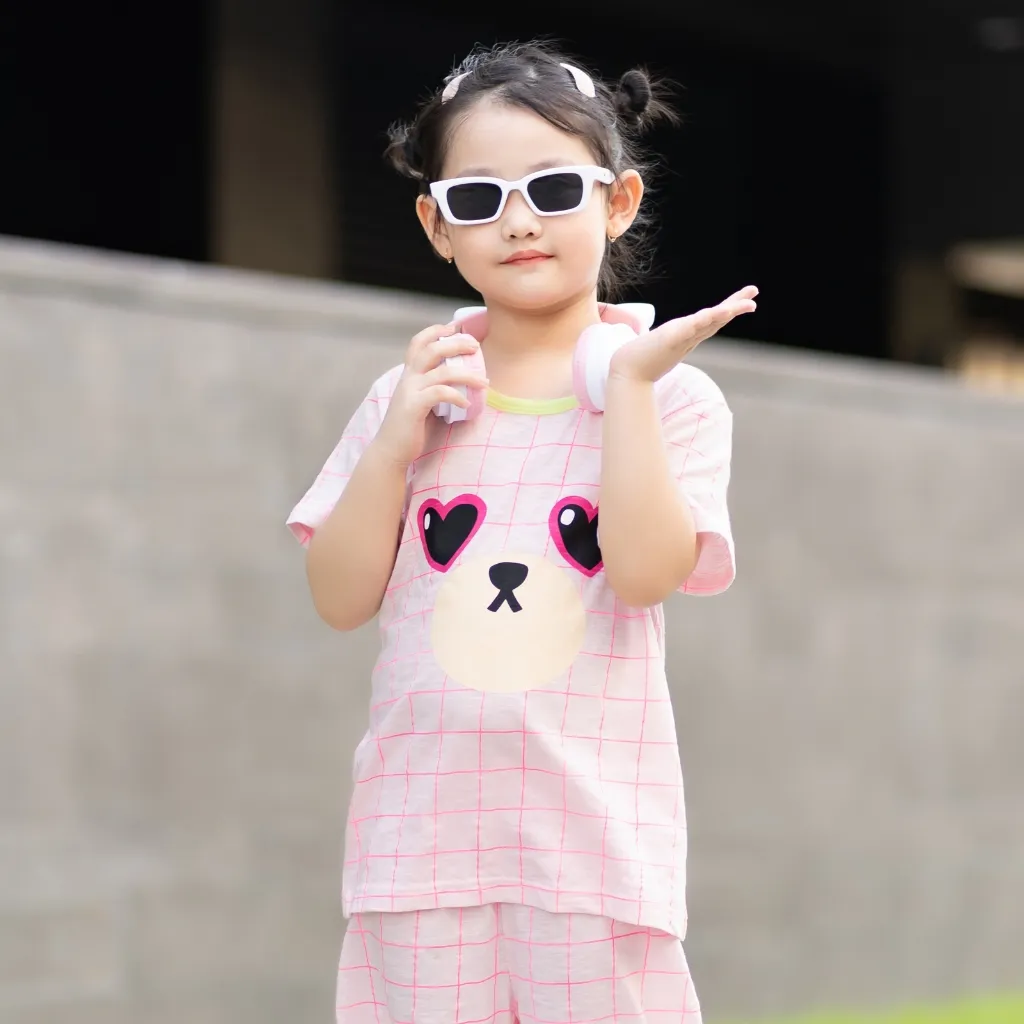 Ảnh Đồ bộ ngắn tay thun cotton cho bé trai, bé gái mặc nhà mùa hè Unifriend Hàn Quốc U2022-8. Size đại 5, 6, 8, 10 tuổi 2