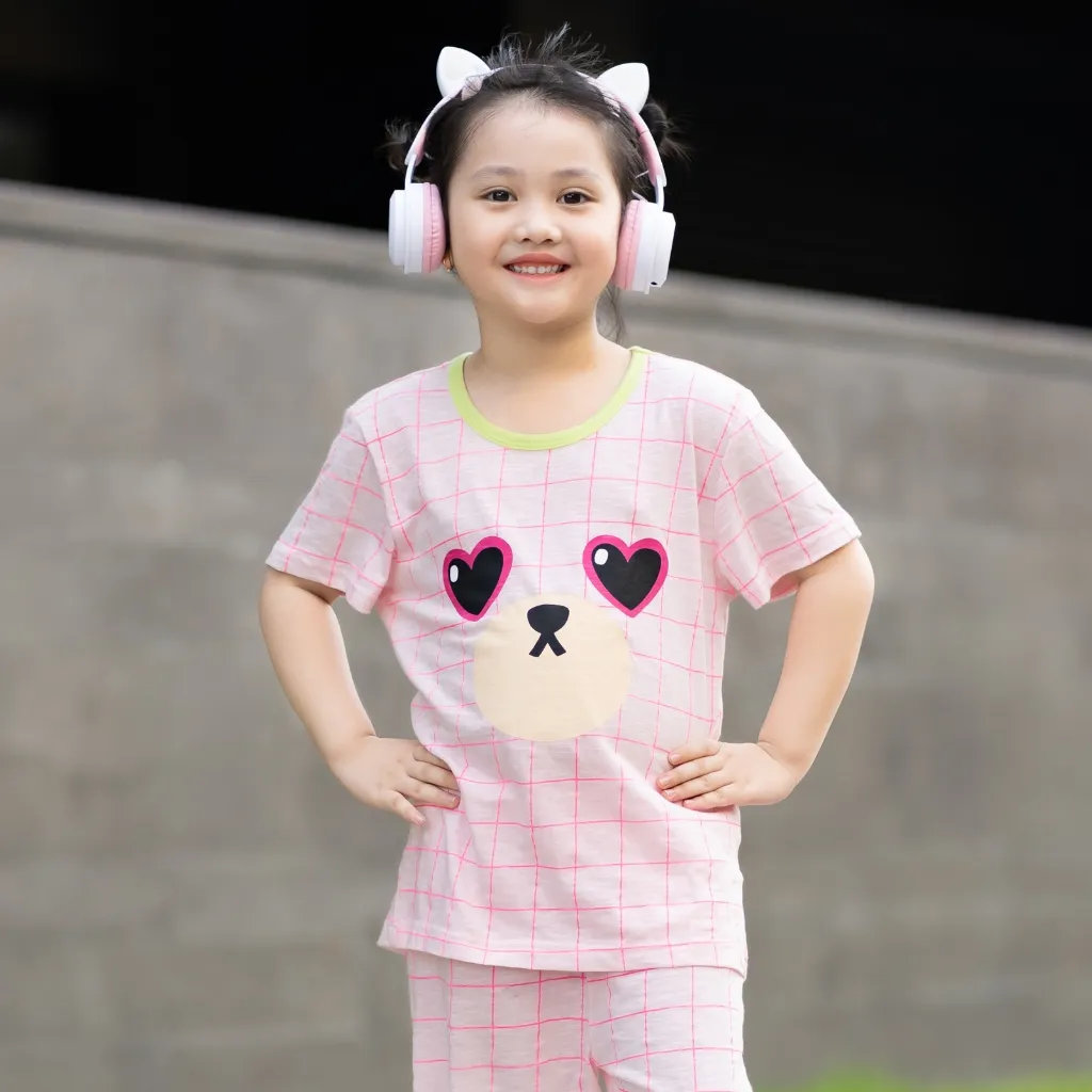 Ảnh Đồ bộ ngắn tay thun cotton cho bé trai, bé gái mặc nhà mùa hè Unifriend Hàn Quốc U2022-8. Size đại 5, 6, 8, 10 tuổi 3