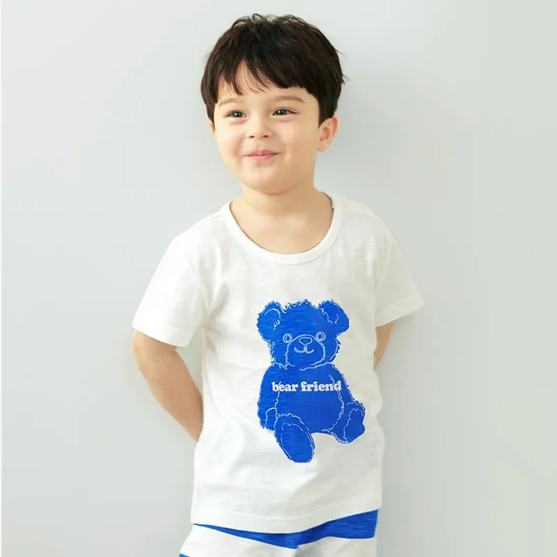 Ảnh Đồ bộ ngắn tay thun cotton cho bé trai, bé gái mặc nhà mùa hè Unifriend Hàn Quốc U2022-8. Size đại 5, 6, 8, 10 tuổi 4