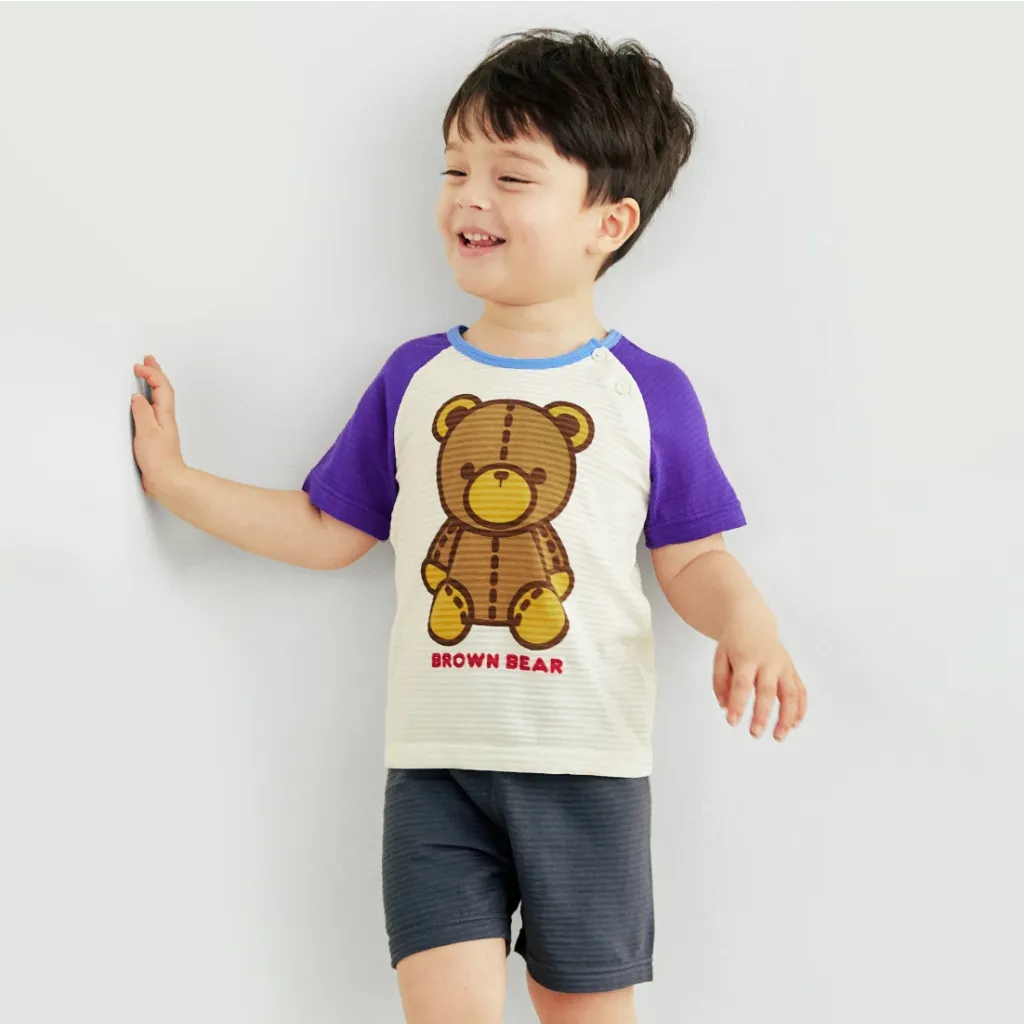Ảnh Đồ bộ ngắn tay thun cotton dành cho bé trai, bé gái mặc nhà mùa hè Unifriend Hàn Quốc U2022-7. Size đại 5, 6, 8, 10 tuổi 3