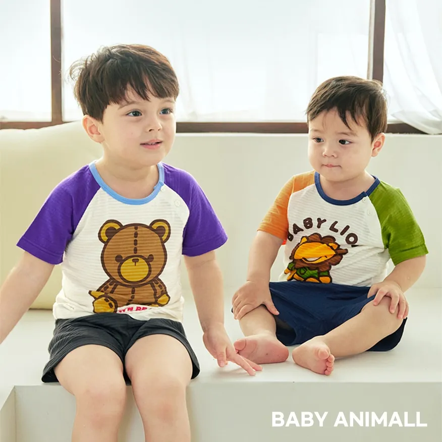 Ảnh Đồ bộ ngắn tay thun cotton dành cho bé trai, bé gái mặc nhà mùa hè Unifriend Hàn Quốc U2022-7. Size đại 5, 6, 8, 10 tuổi 4