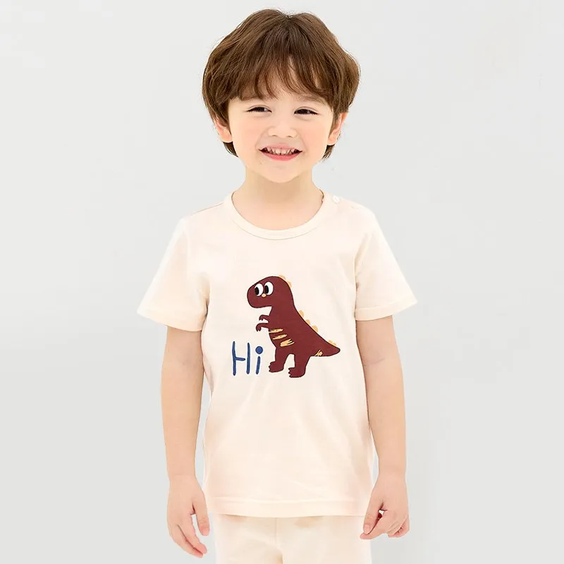 Ảnh Đồ bộ ngắn tay thun cotton dành cho bé trai, bé gái mặc nhà mùa hè Unifriend Hàn Quốc U2022-6. Size đại 5, 6, 8, 10 tuổi 3
