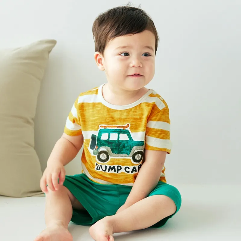 Ảnh Đồ bộ ngắn tay thun cotton mịn bé trai, bé gái mặc nhà mùa hè Unifriend Hàn Quốc U2023-31. Size đại 5, 6, 8, 10 tuổi 2
