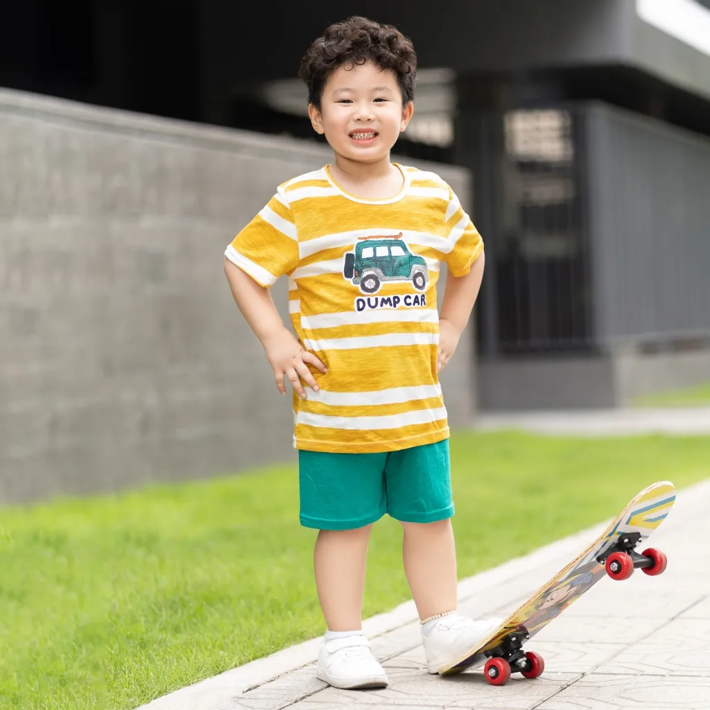 Ảnh Đồ bộ ngắn tay thun cotton mịn bé trai, bé gái mặc nhà mùa hè Unifriend Hàn Quốc U2023-31. Size đại 5, 6, 8, 10 tuổi 3