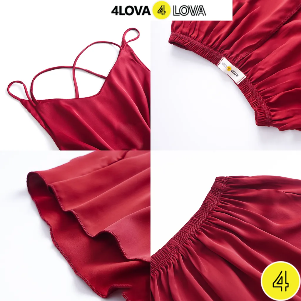 Ảnh Đồ bộ ngủ nữ lụa 2 dây mặc nhà sexy quyến rũ vải satin cao cấp thoáng mát 4Lova 3
