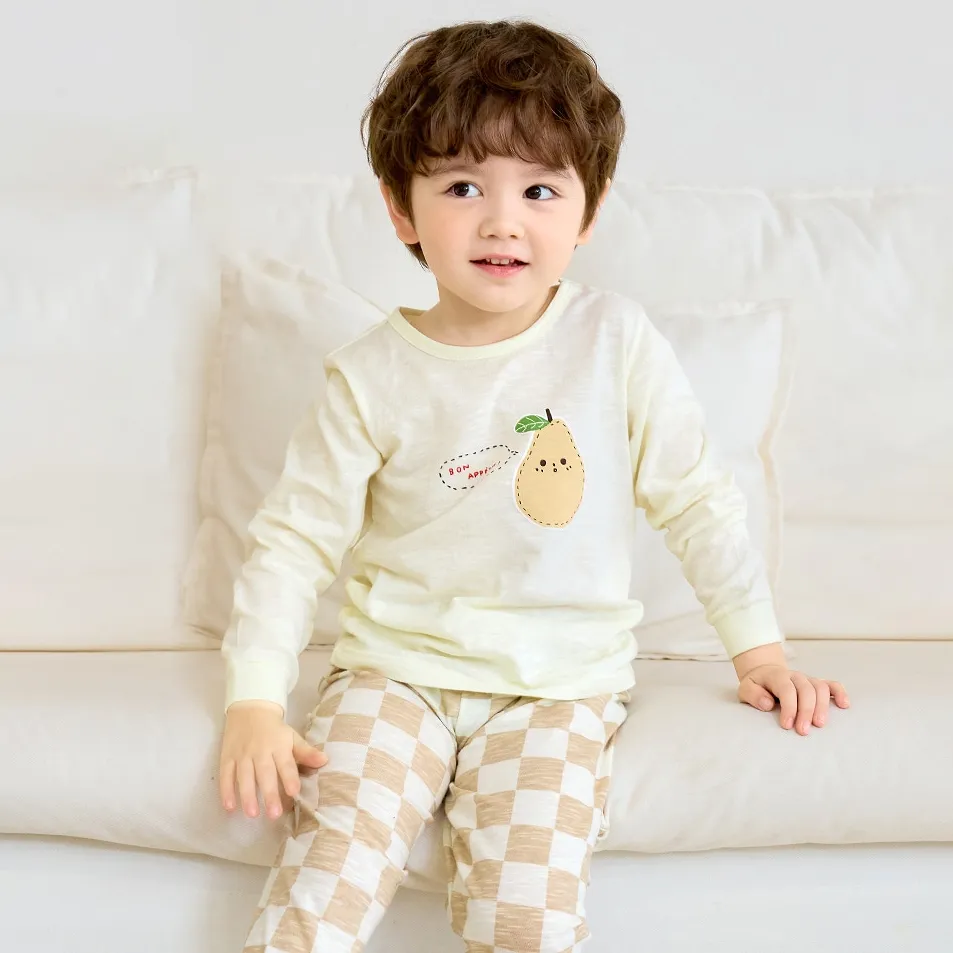 Ảnh Đồ bộ ngủ tay dài quần áo thun cotton mặc nhà mùa hè dáng rộng cho bé trai và bé gái Unifriend Hàn Quốc U2024-49 3