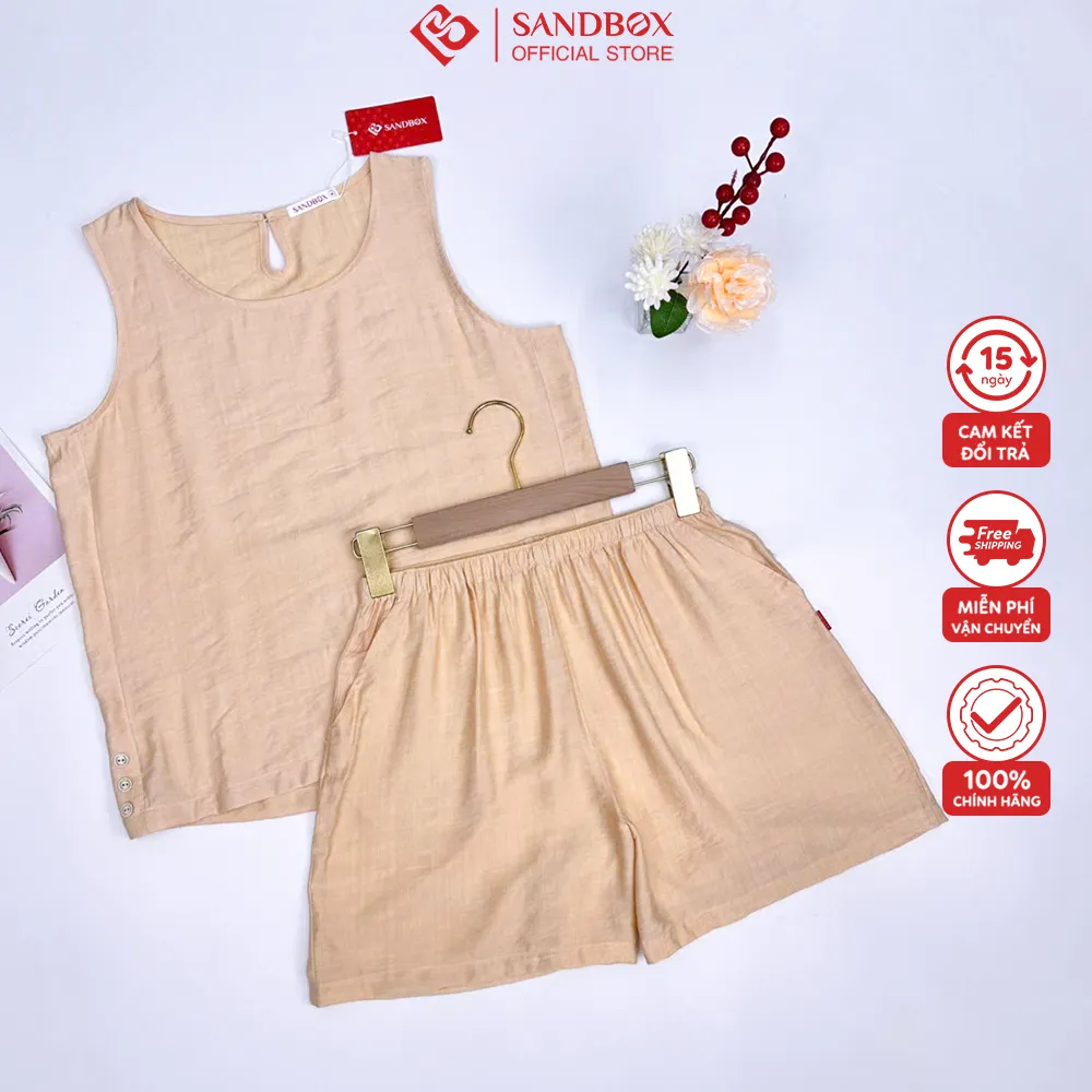 Ảnh Đồ Bộ Nữ, Bộ Mặc Nhà SANDBOX Chất Liệu Đũi Tơ Cao Cấp, Thiết Kế Can Phối Trendy  BDD25002 2