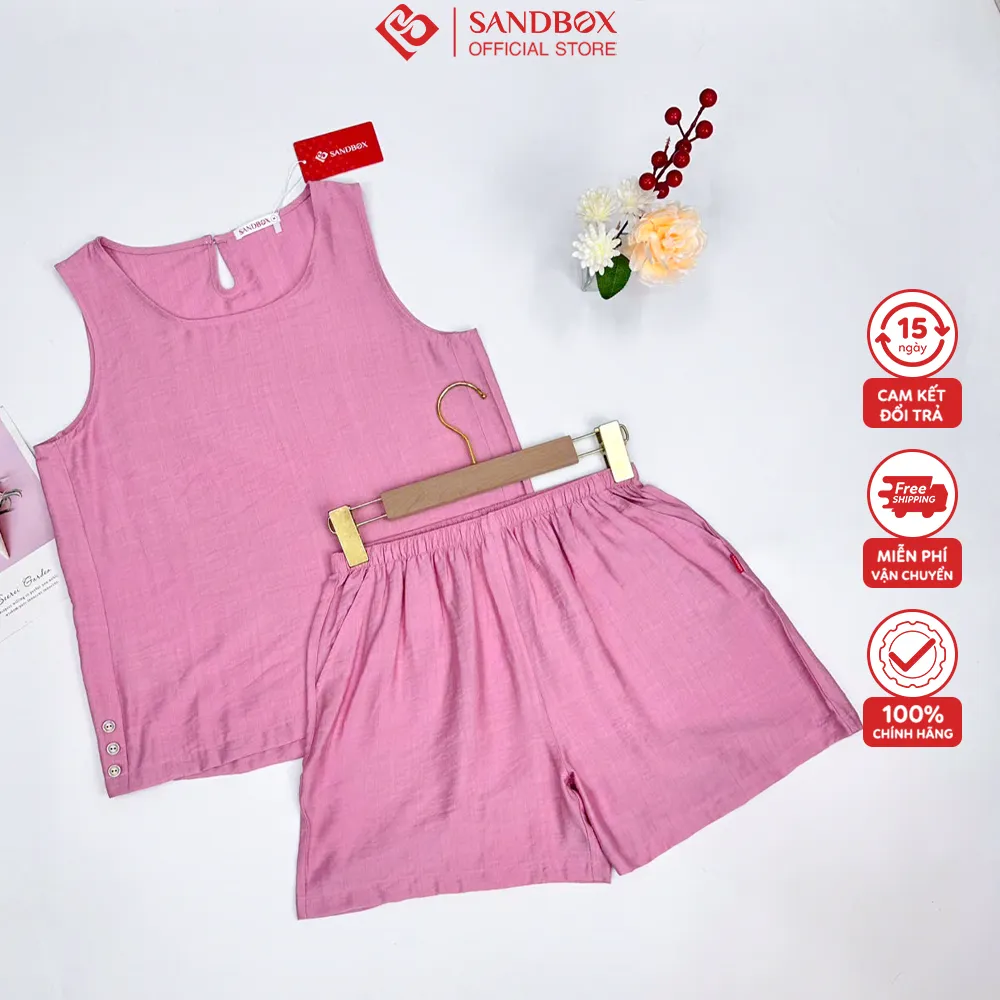 Ảnh Đồ Bộ Nữ, Bộ Mặc Nhà SANDBOX Chất Liệu Đũi Tơ Cao Cấp, Thiết Kế Can Phối Trendy  BDD25002 4