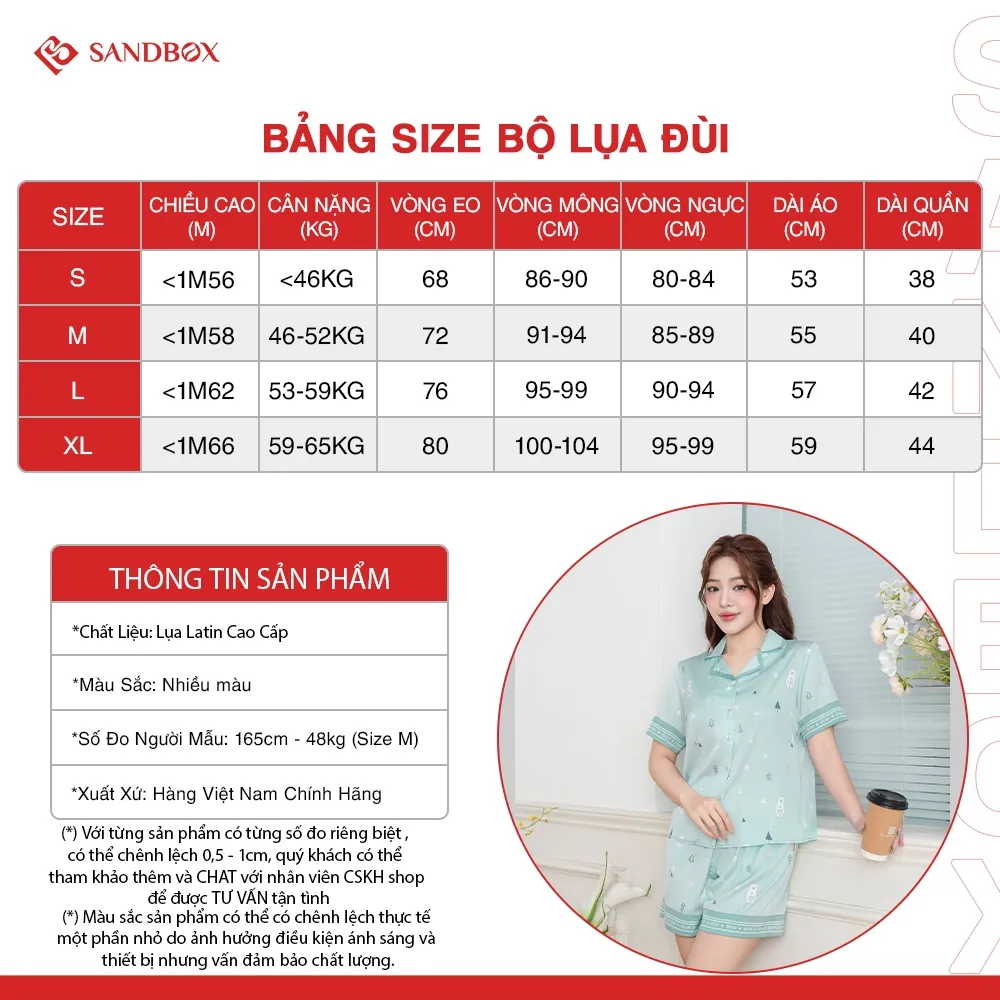 Ảnh Đồ Bộ Nữ, Bộ Pijama Đùi Mặc Nhà SANDBOX Lụa Latin Cao Cấp, Thiết Kế, Họa Tiết Độc Quyền(BLD25007) 1