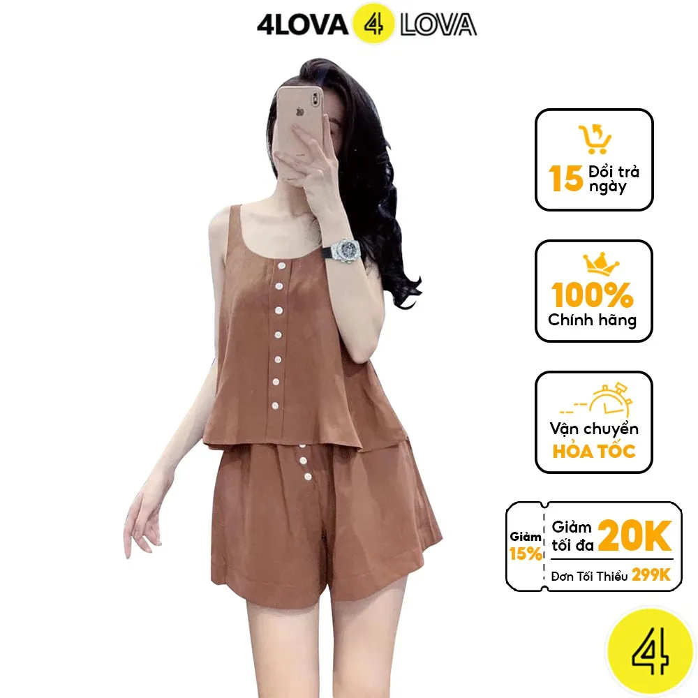 Ảnh Đồ bộ nữ mặc nhà chất đũi mềm mại thoáng mát thấm hút mồ hôi 4Lova4eva 1
