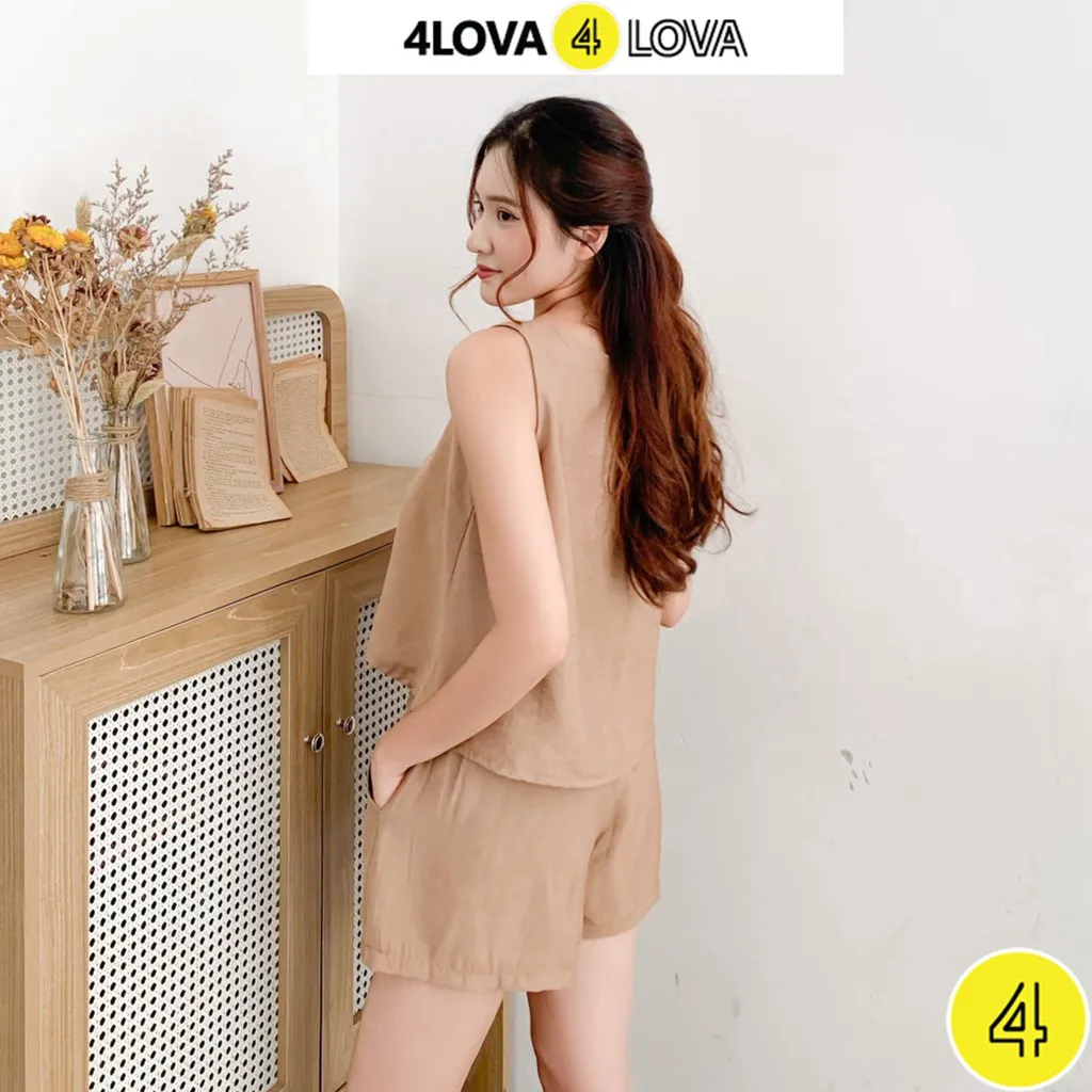 Ảnh Đồ bộ nữ mặc nhà chất đũi mềm mại thoáng mát thấm hút mồ hôi 4Lova4eva 2