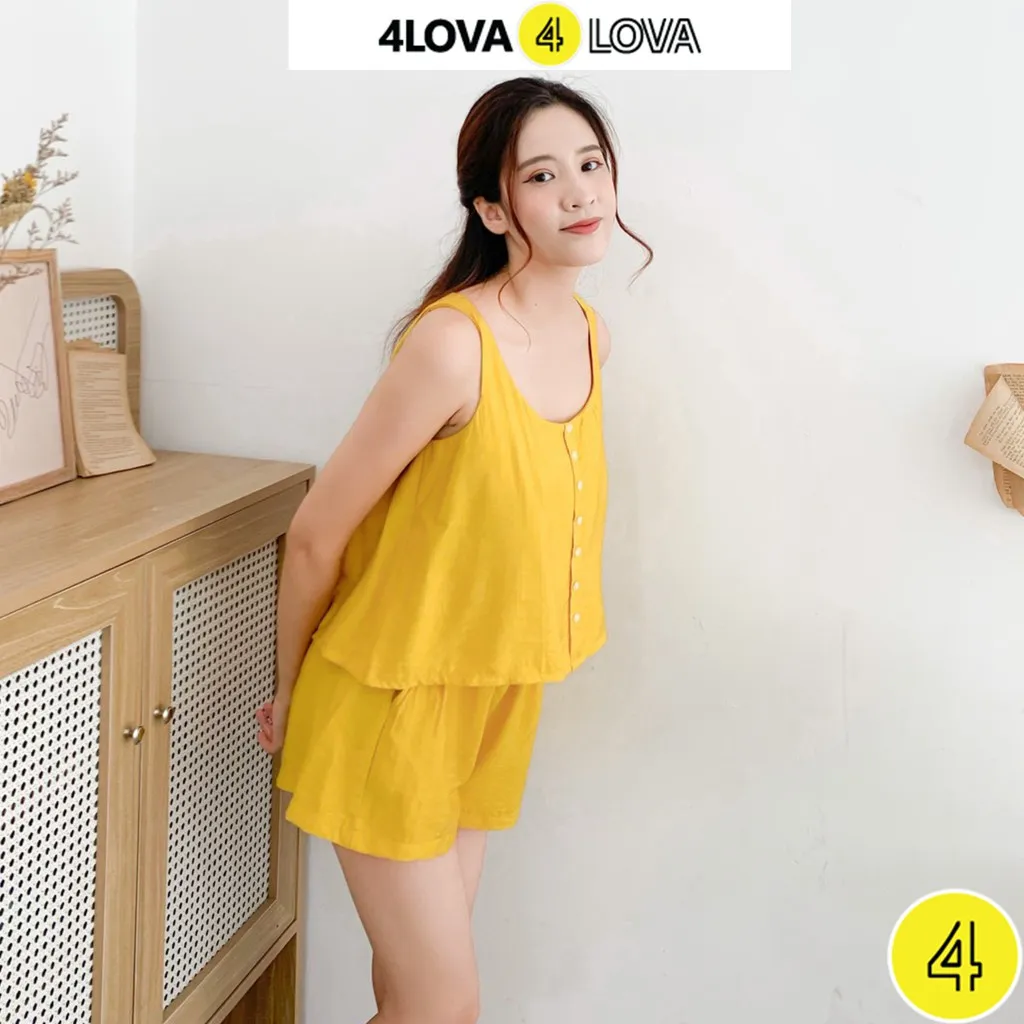 Ảnh Đồ bộ nữ mặc nhà chất đũi mềm mại thoáng mát thấm hút mồ hôi 4Lova4eva 3