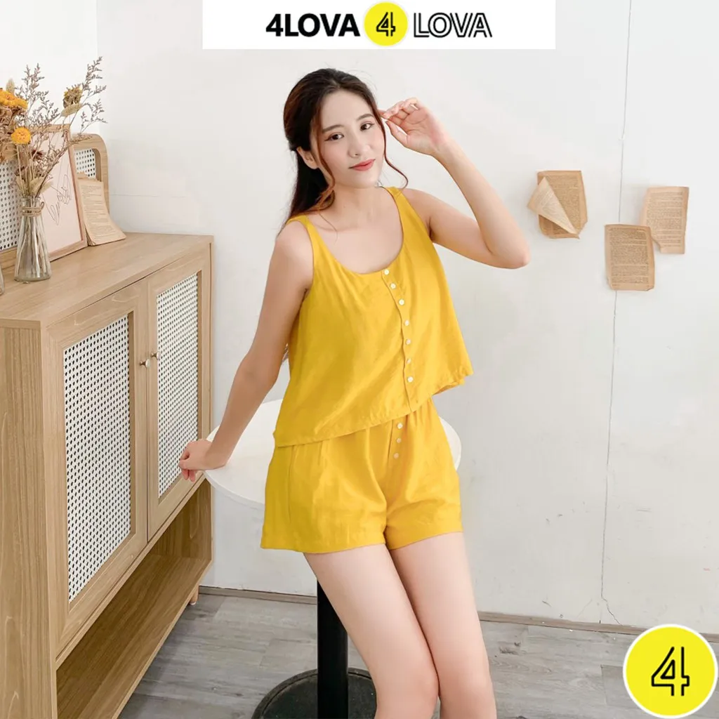 Ảnh Đồ bộ nữ mặc nhà chất đũi mềm mại thoáng mát thấm hút mồ hôi 4Lova4eva 4
