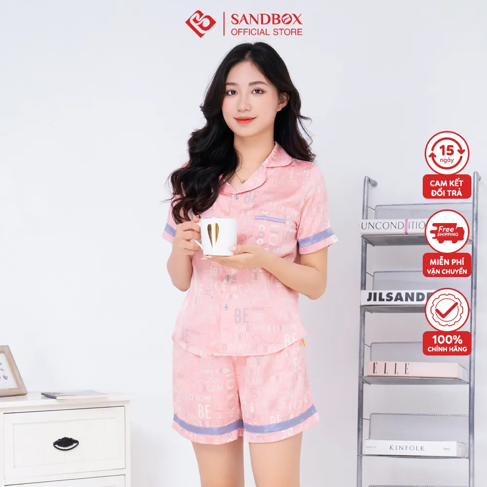 Ảnh Đồ Bộ Nữ, Pijama SANDBOX Thiết Kế Quần Đùi, Áo Cộc Chất Lụa Latin Cao Cấp, Mềm Mịn (BLD23005) 1