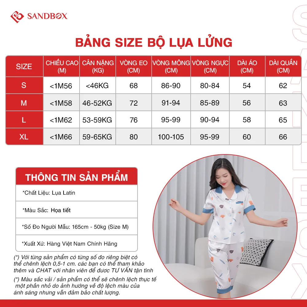 Ảnh Đồ Bộ Nữ SANDBOX Pijama Lửng Chất Lụa Latin Cao Cấp Áo Cộc Tay Quần Lửng Họa Tiết Tinh Tế - BLL24005 2
