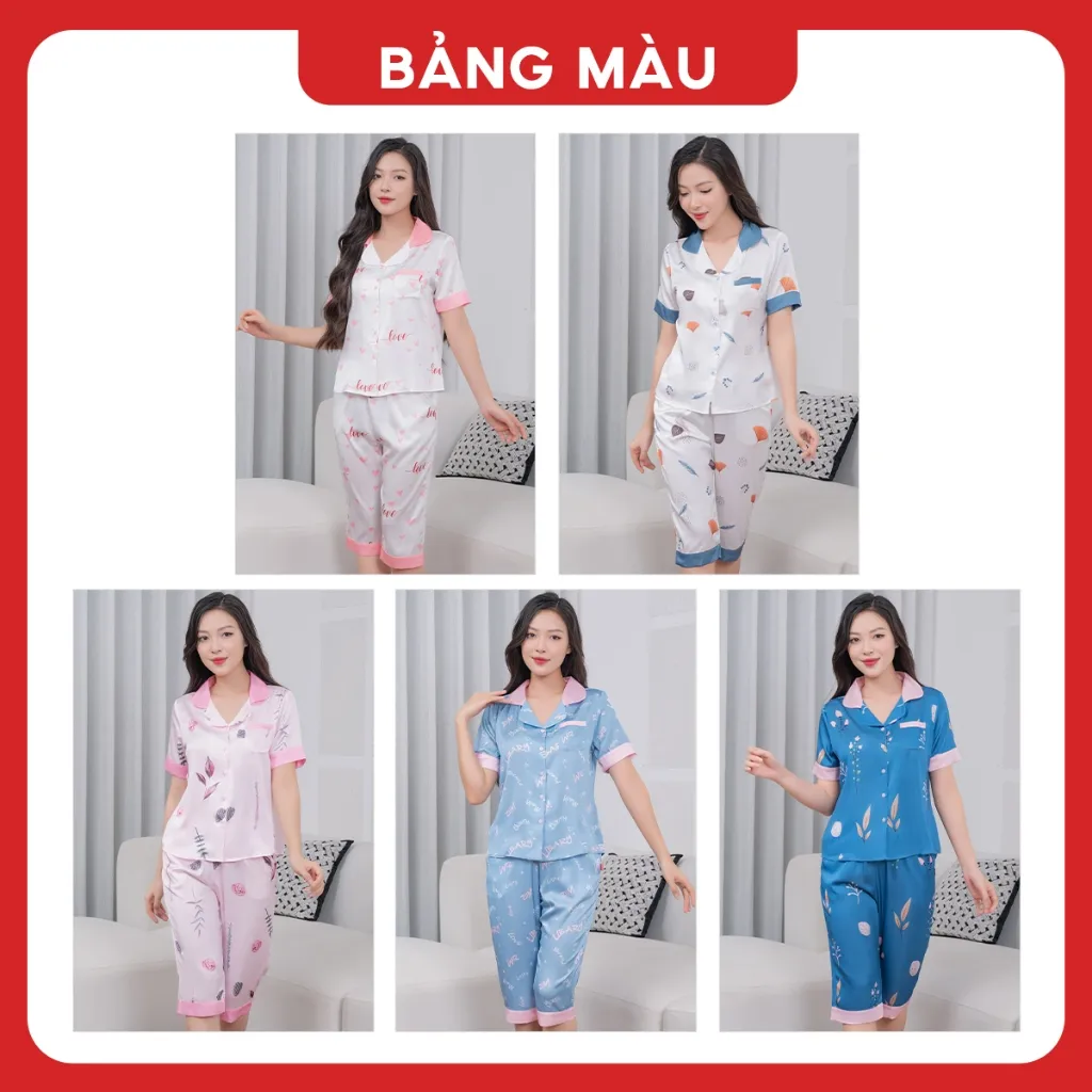 Ảnh Đồ Bộ Nữ SANDBOX Pijama Lửng Chất Lụa Latin Cao Cấp Áo Cộc Tay Quần Lửng Họa Tiết Tinh Tế - BLL24005 3