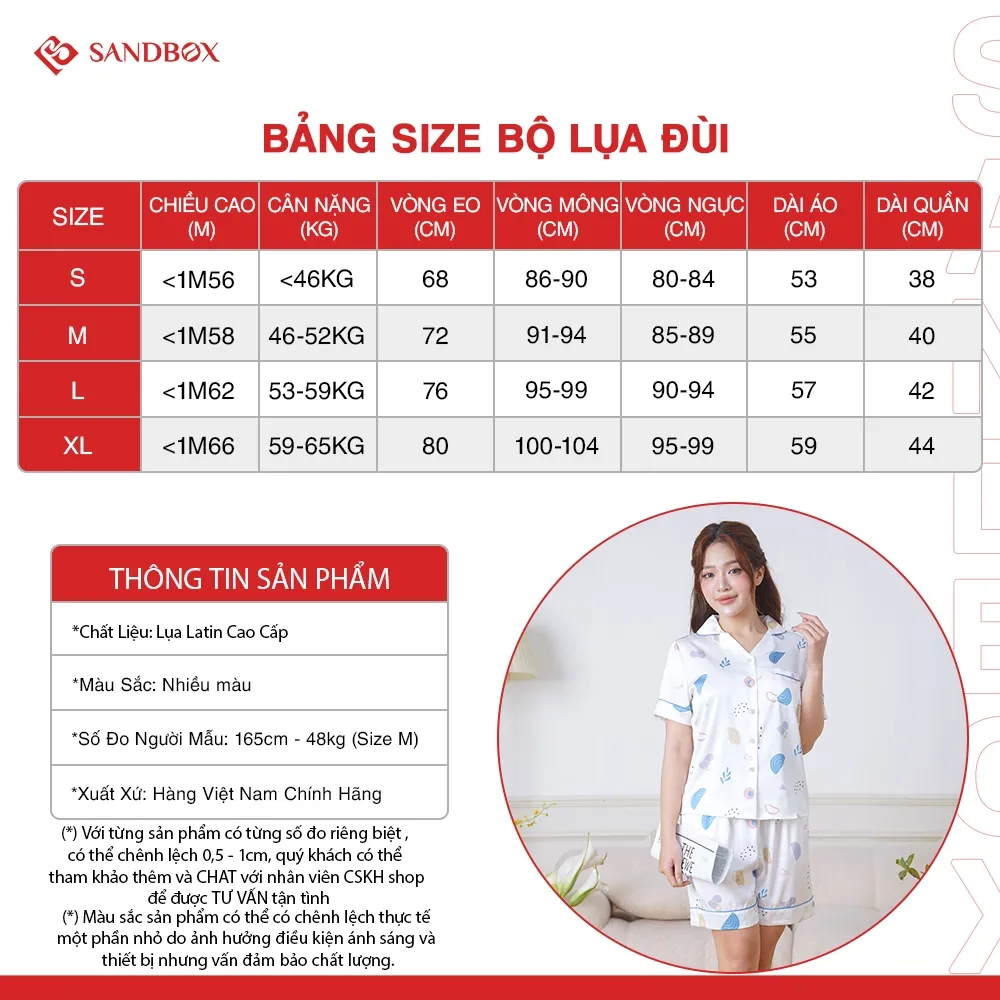 Ảnh Đồ Bộ Nữ SANDBOX Pijama Đùi Chất Lụa Latin Cao Cấp Bộ Mặc Nhà Áo Cộc Tay Quần Đùi Họa Tiết(BLD25005) 2