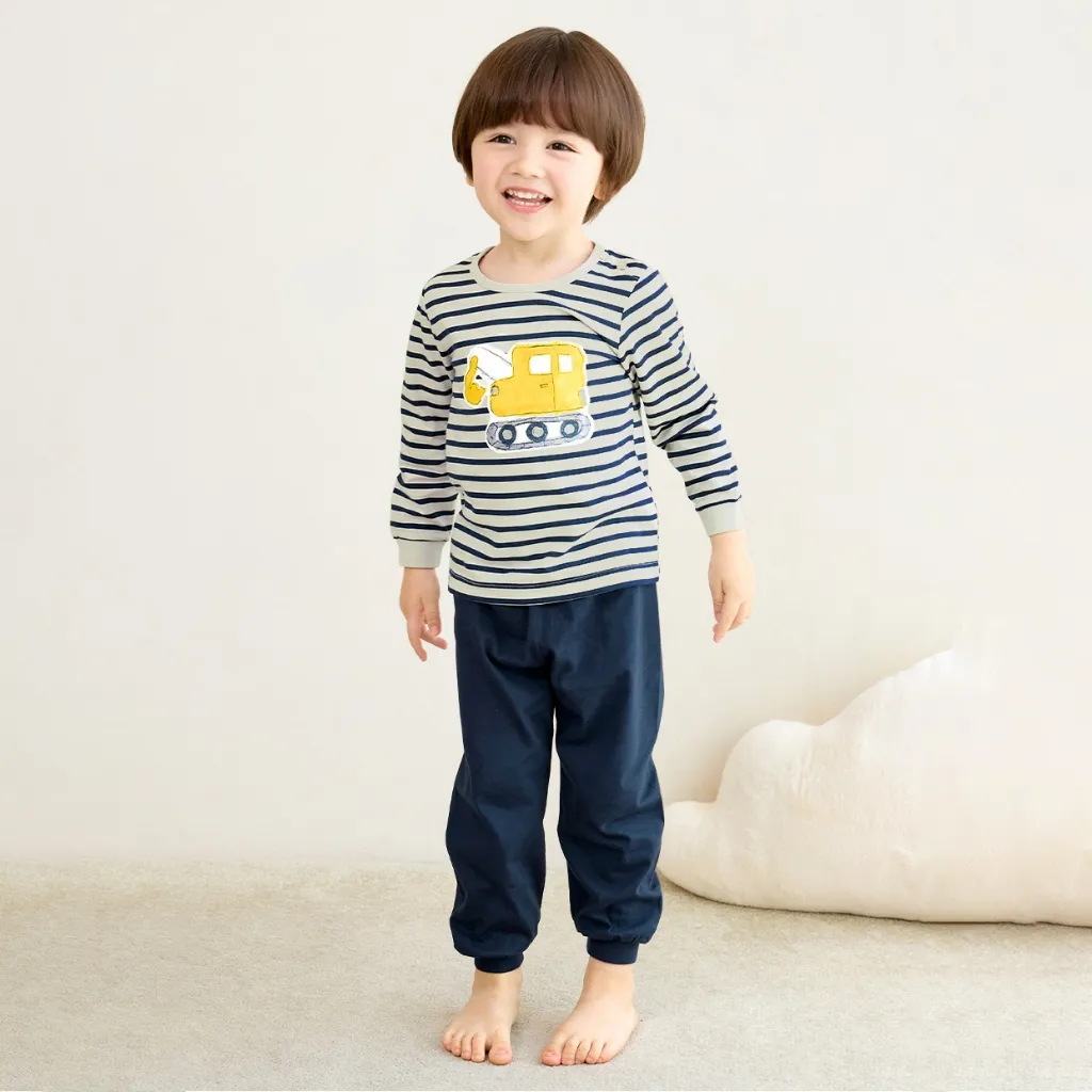 Ảnh Đồ bộ quần áo ngủ dài tay dáng rộng cotton mùa thu bé trai, bé gái Unifriend Hàn Quốc U2022-18. Size đại trẻ em 3