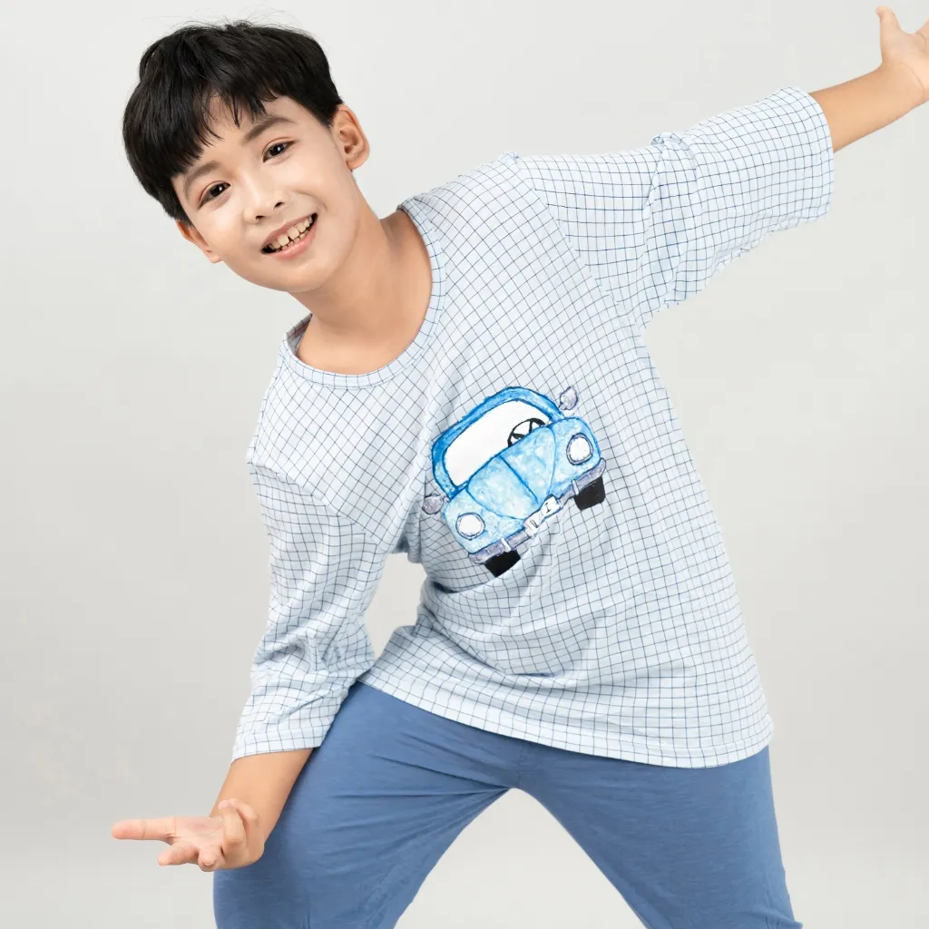 Ảnh Đồ bộ quần áo thun cotton lửng tay cho bé trai và bé gái mặc nhà mùa hè chính hãng Unifriend Hàn Quốc U2022-4 2