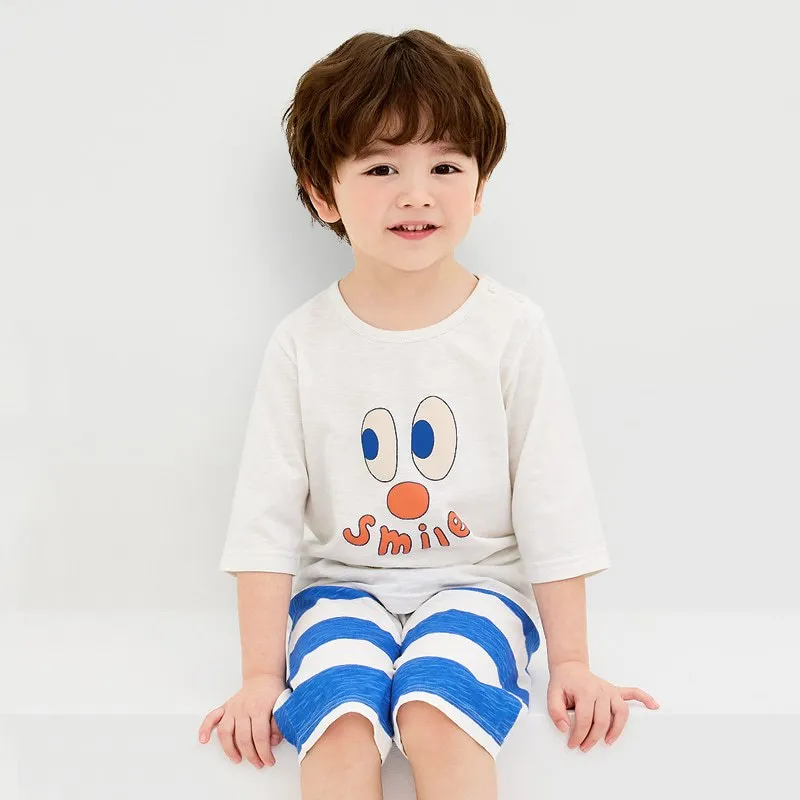 Ảnh Đồ bộ quần áo thun cotton lửng tay cho bé trai và bé gái mặc nhà mùa hè chính hãng Unifriend Hàn Quốc U2022-3 3