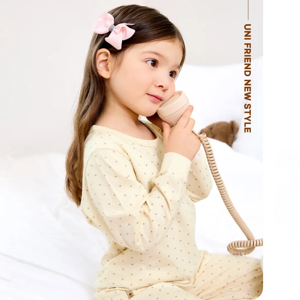 Ảnh Đồ bộ tay dài quần áo thun cotton mịn dáng rộng mặc nhà mùa hè cho bé gái  và bé trai Unifriend Hàn Quốc U2023-43 3