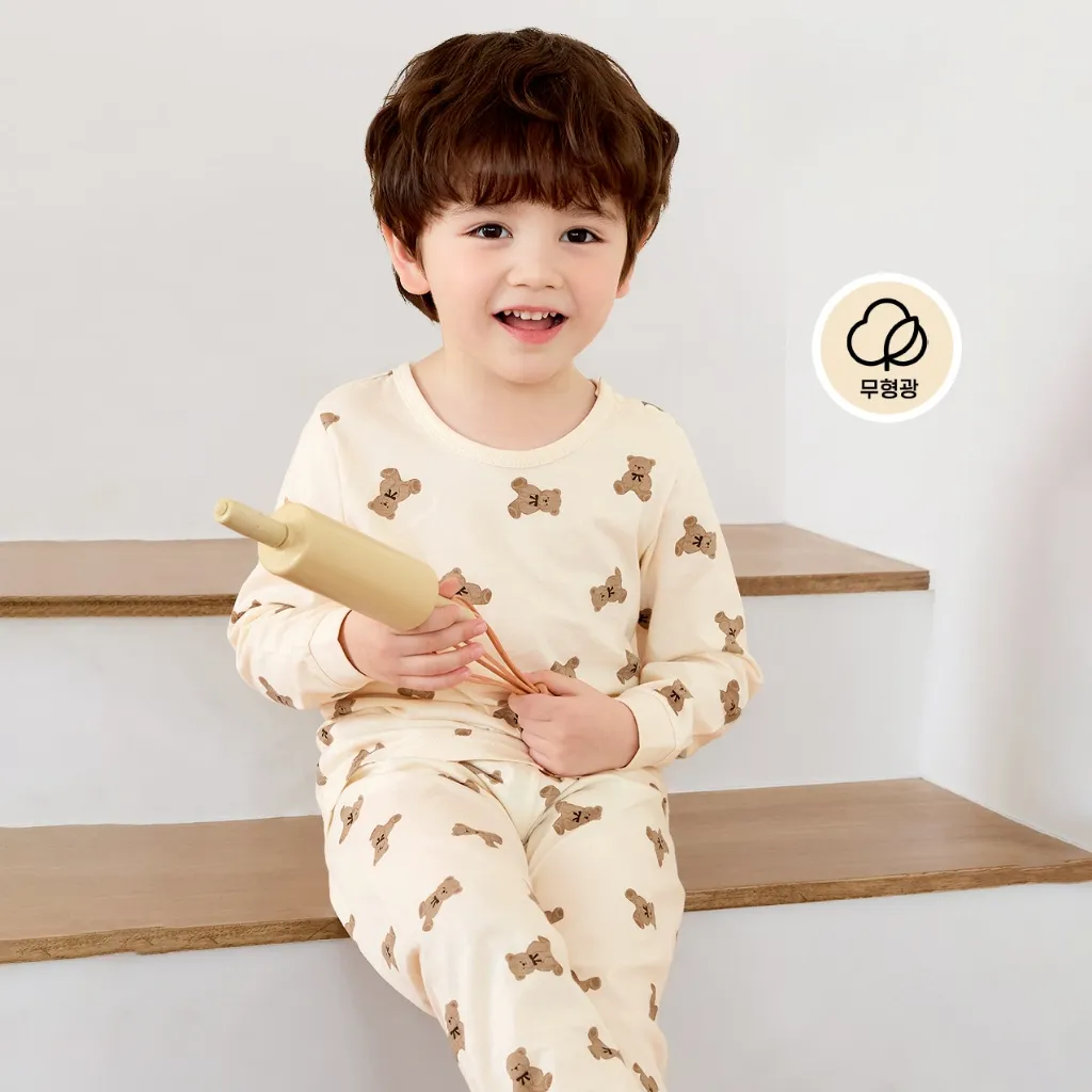 Ảnh Đồ bộ tay dài quần áo thun cotton mịn dáng rộng mặc nhà mùa hè cho bé gái  và bé trai Unifriend Hàn Quốc U2023-43 4