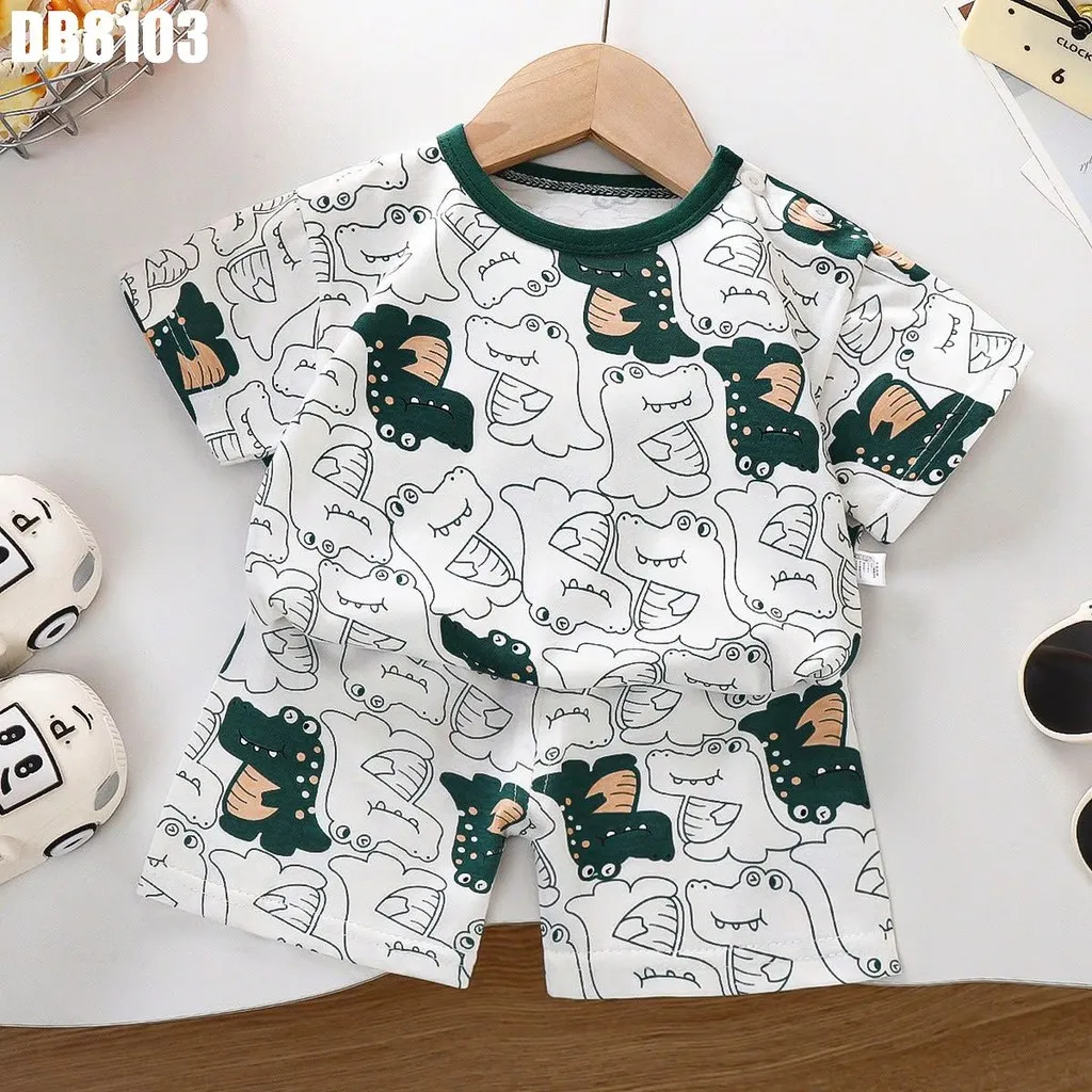 Ảnh Đồ Bộ Thun Mát Cotton In Hình Cho Bé Trai Đi Học Mặc Ở Nhà 1 2 3 4 5 tuổi MINTSCLOSET - DB8103 1