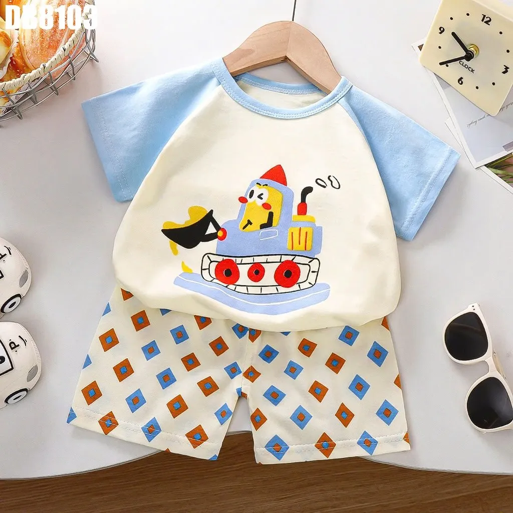 Ảnh Đồ Bộ Thun Mát Cotton In Hình Cho Bé Trai Đi Học Mặc Ở Nhà 1 2 3 4 5 tuổi MINTSCLOSET - DB8103 2