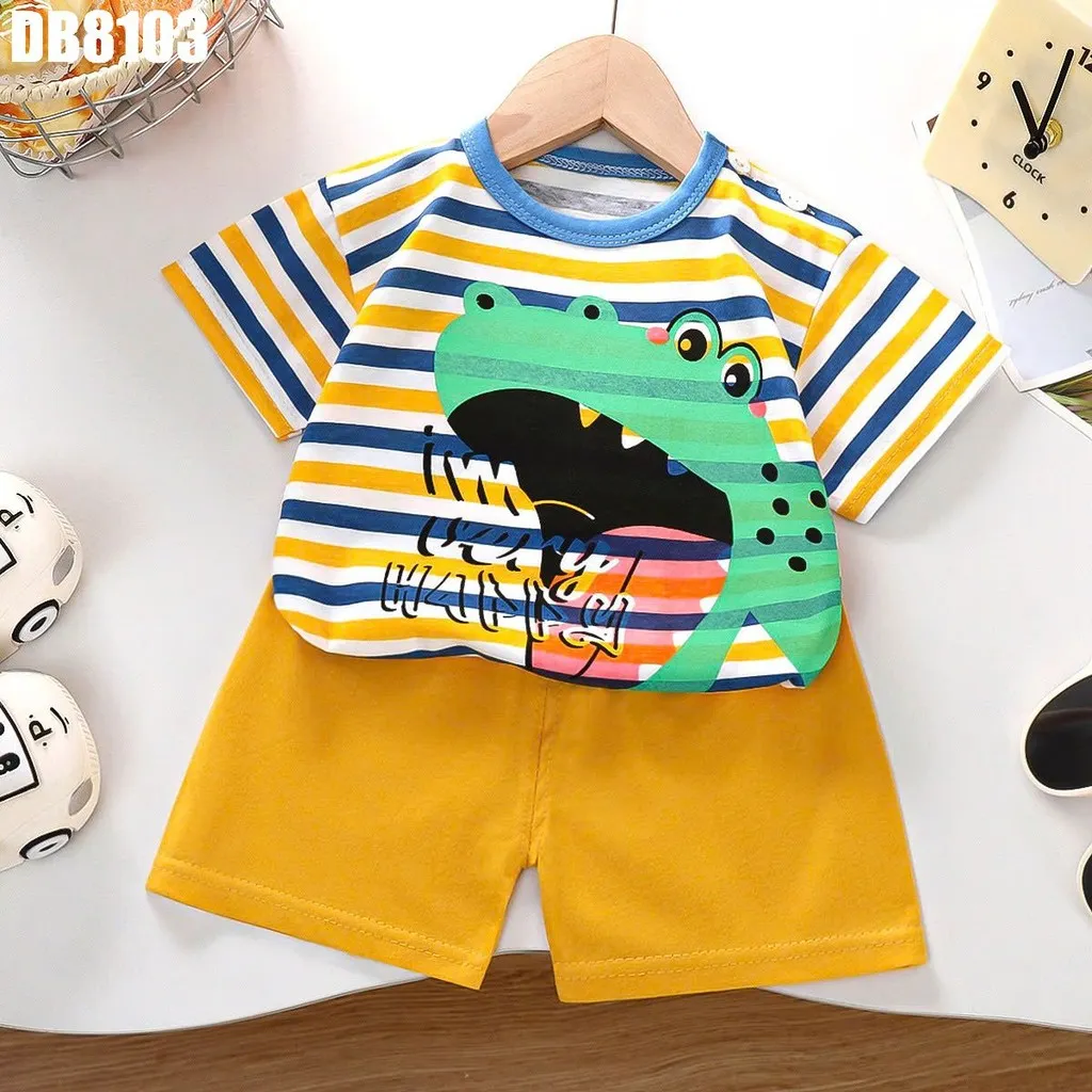 Ảnh Đồ Bộ Thun Mát Cotton In Hình Cho Bé Trai Đi Học Mặc Ở Nhà 1 2 3 4 5 tuổi MINTSCLOSET - DB8103 4