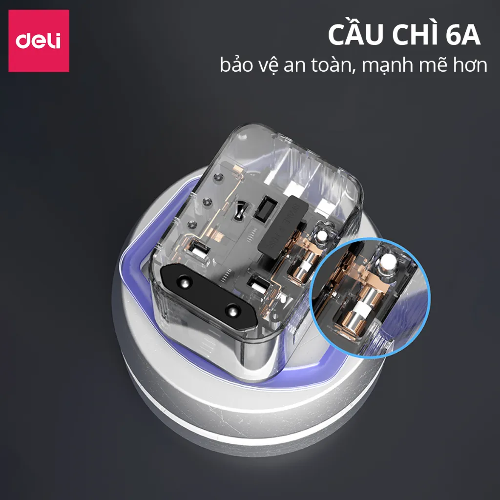 Ảnh Ổ Cắm Chuyển Đổi Du Lịch Deli Sạc Nhanh 20W Ổ Chia Điện DELI 4 Loại Chân Cắm Chuyển Đổi Dòng Điện 2