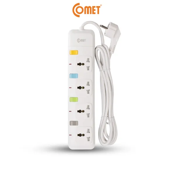 Ảnh Ổ Cắm Điện Nối Dài Comet CESG2403 2500W Dây Dài 3m,4 Lỗ 3 Chấu,4 Công Tắc, Có Nắp Lỗ Cắm  An Toàn 3