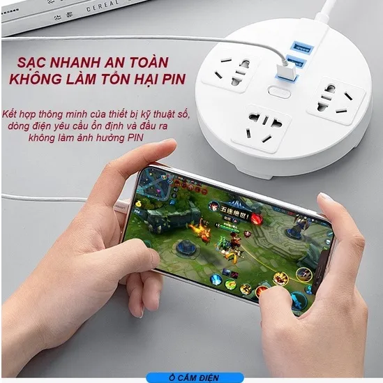 Ảnh Ổ cắm điện đa năng tròn HOKU tích hợp sạc USB, kèm giá để và điện thoại, chịu tải lớn dây dài 2,5m - OCD05 3