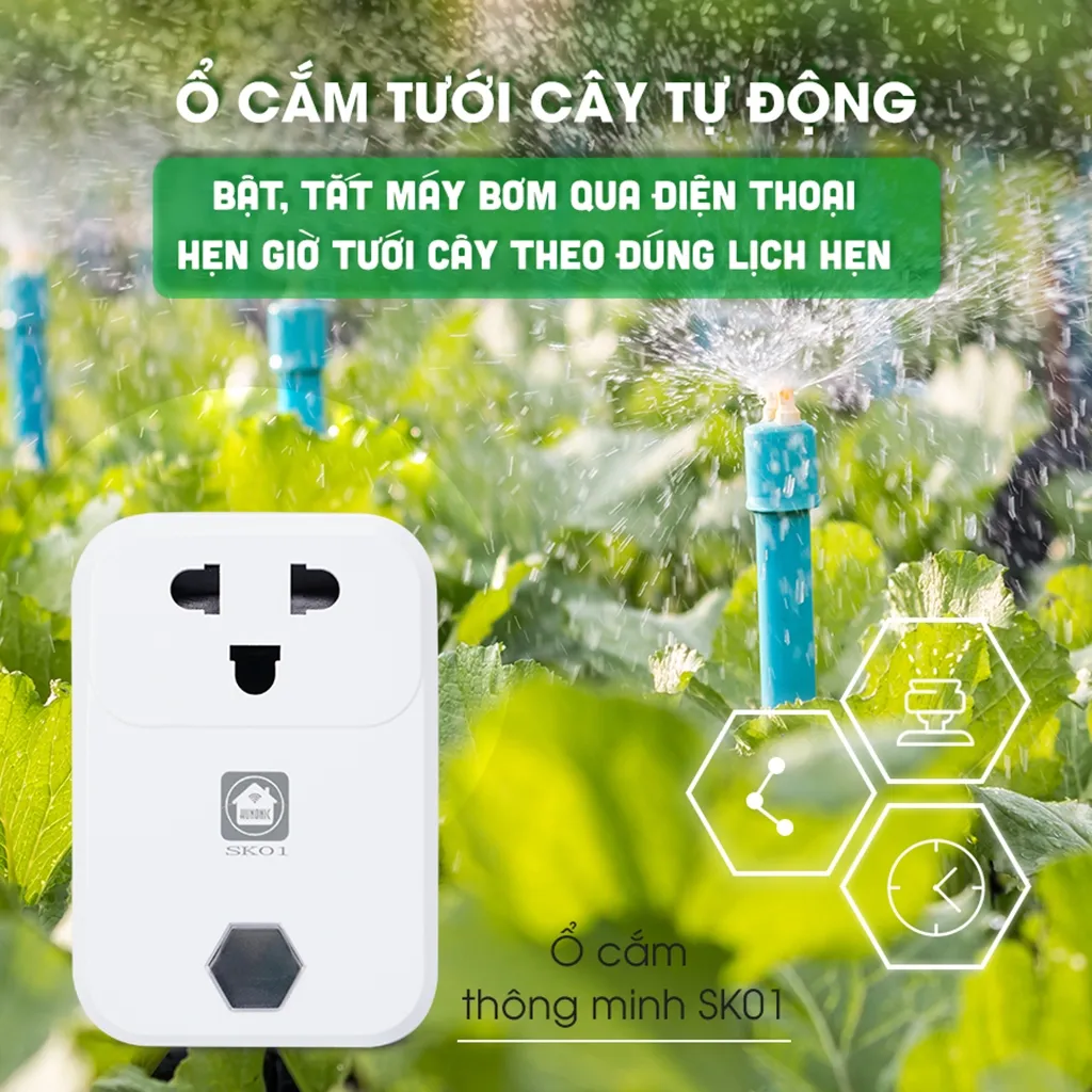 Ảnh Ổ Cắm Wifi Thông Minh Hunonic, Ổ Cắm Hẹn Giờ Điều Khiển Từ Xa Bằng Điện Thoại - SK01 2