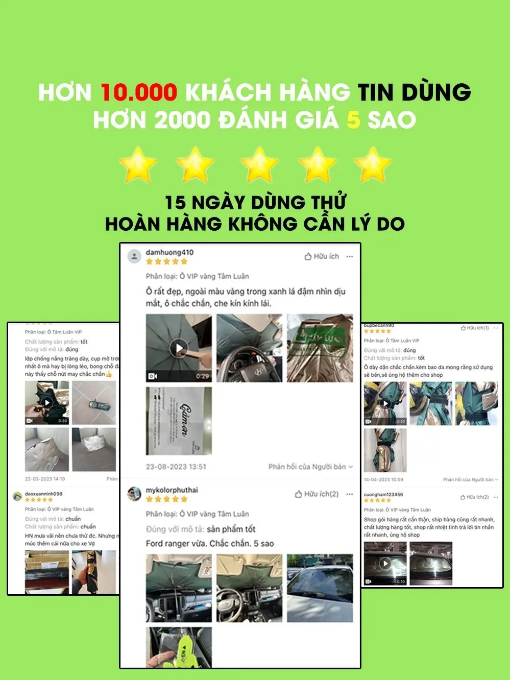 Ảnh Ô che nắng kính lái ô tô Tâm Luân, dù che kính chắn gió oto, phụ kiện xe hơi 4 5 7 8 chỗ loại tốt 2