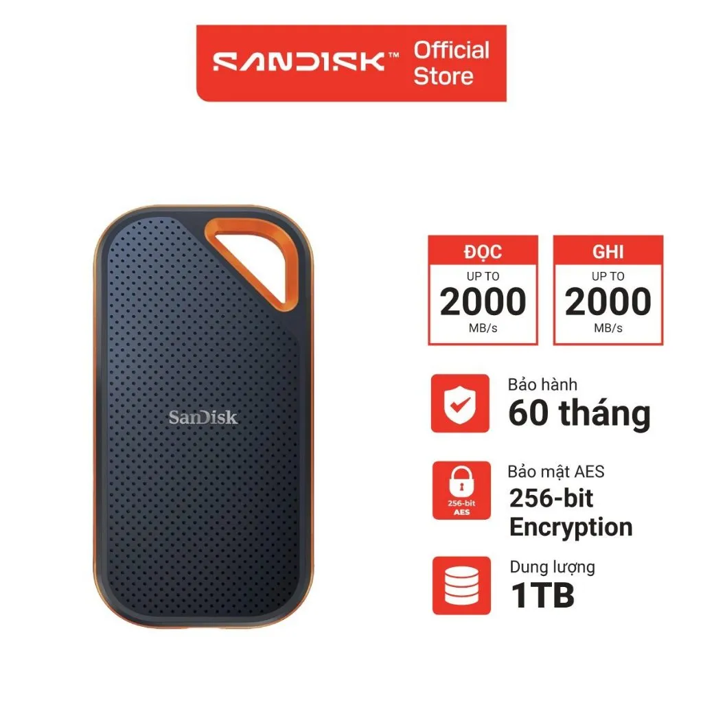 Ảnh Ổ cứng di động SSD 1TB - 2TB - 4TB Sandisk Extreme Pro V2 E81 2000MB/s 3