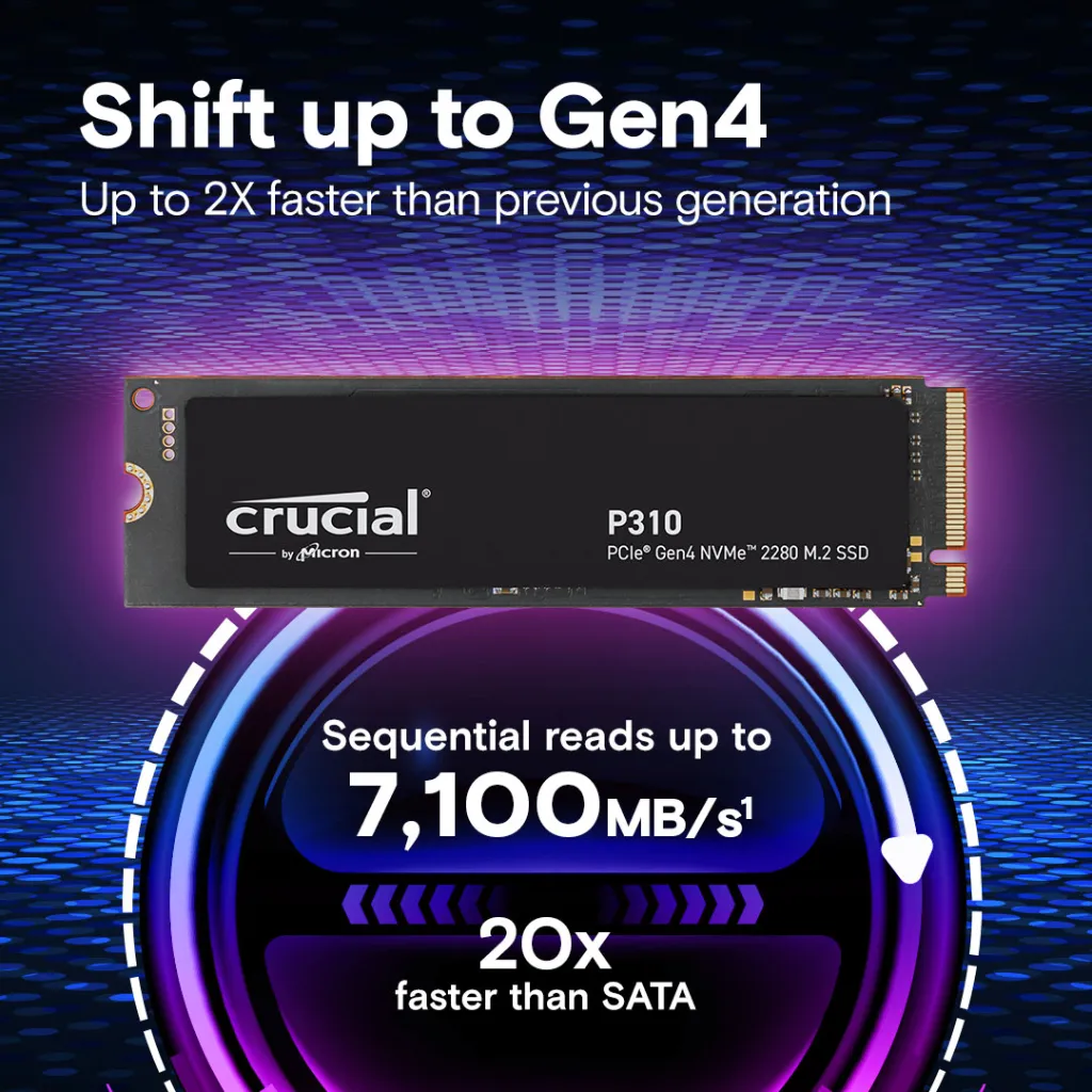 Ảnh Ổ cứng SSD Crucial P310 1TB PCIe Gen4 NVMe M.2 – tốc độ cực nhanh & hiệu năng lưu trữ đột phá - CT1000P310SSD8 3