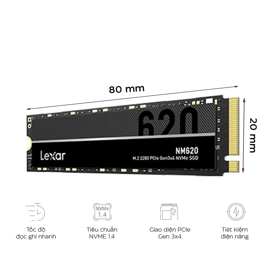 Ảnh Ổ Cứng SSD Lexar NM620 M.2 2280 NVMe 256GB Up to 3300MB/s - Hàng Chính Hãng 1