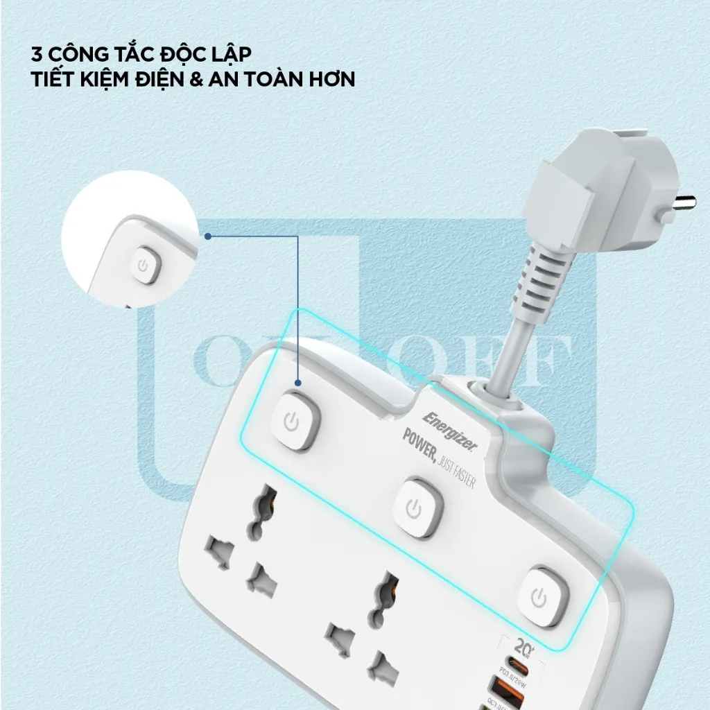Ảnh Ổ điện thông minh đa năng AC kèm USB-A và USB-C sạc nhanh PD ( đến 65W) - Hàng chính hãng, bảo hành 1 năm 4