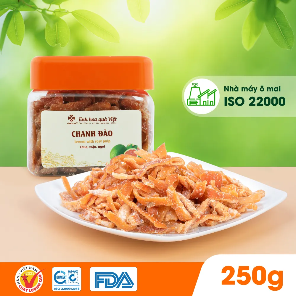Ảnh Ô mai (xí muội) chanh đào Hồng Lam, dạng hộp. Có vị ngọt, thơm 2