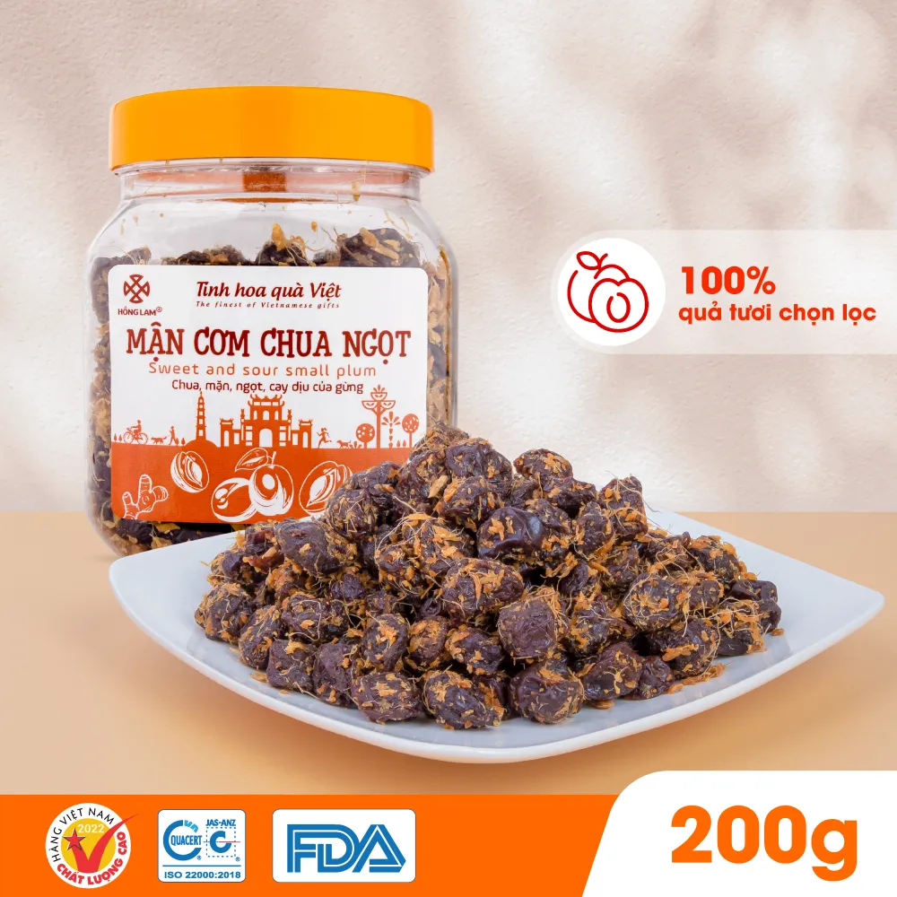 Ảnh Ô mai (xí muội) mận cơm chua ngọt Hồng Lam dạng hộp, túi. Có vị chua, ngọt 1