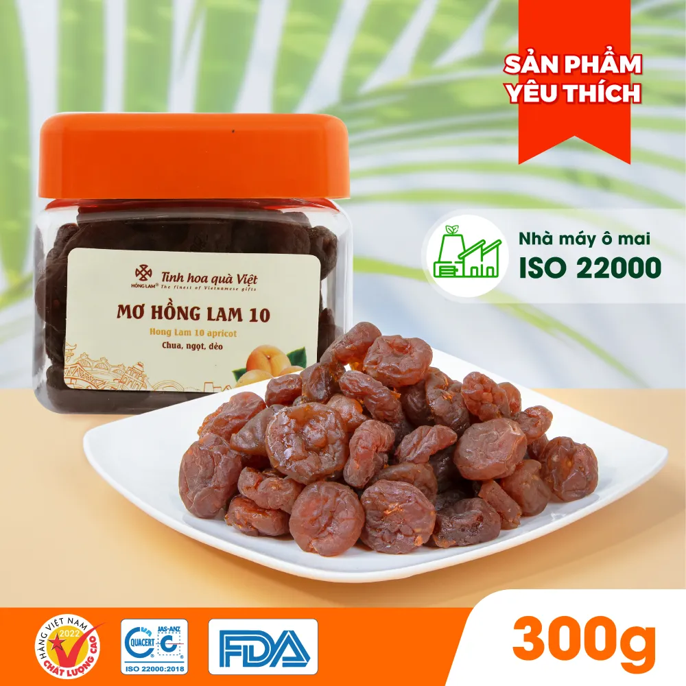 Ảnh Ô mai (xí muội) mơ Hồng Lam 10, dạng hộp. Dòng ô mai cao cấp không hạt của Hồng Lam vị chua ngọt 2