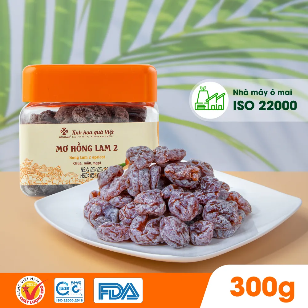 Ảnh Ô mai (xí muội) mơ Hồng Lam 2 dạng hộp và gói. Có vị chua, ngọt, mặn 2