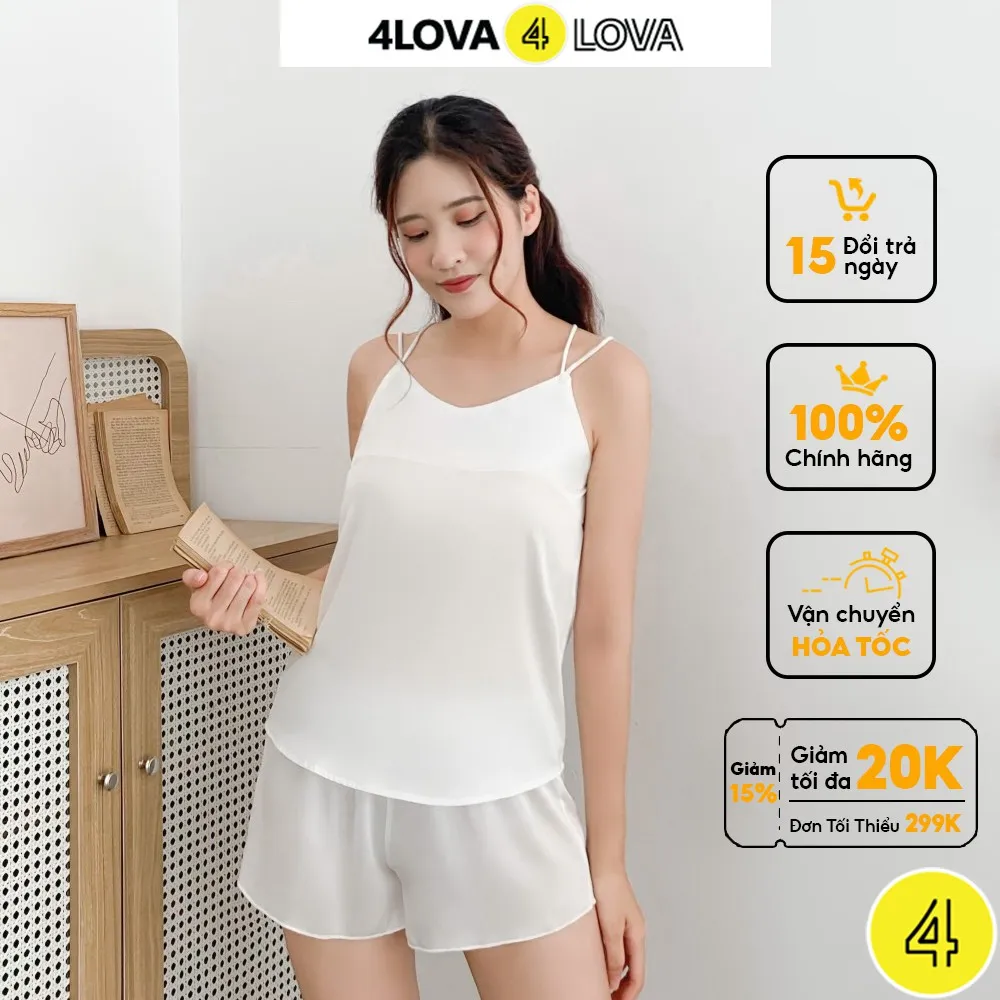 Ảnh Đồ ngủ lụa 2 dây nữ 4LOVA vải satin mềm mại quyến rũ 1