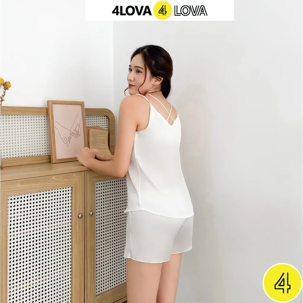 Ảnh Đồ ngủ lụa 2 dây nữ 4LOVA vải satin mềm mại quyến rũ 2