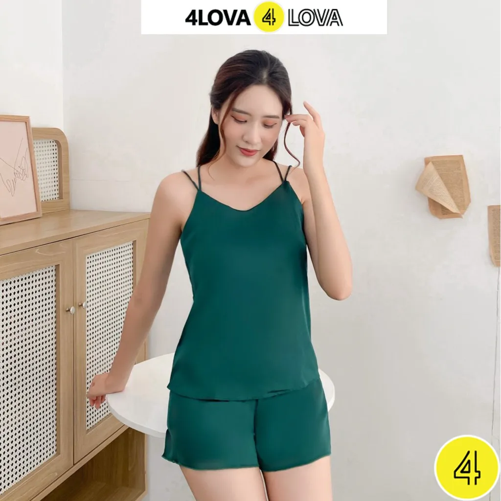 Ảnh Đồ ngủ lụa 2 dây nữ 4LOVA vải satin mềm mại quyến rũ 4