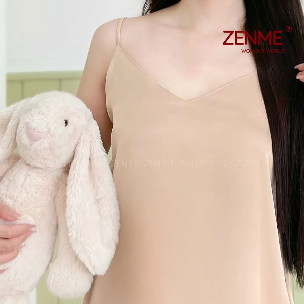 Ảnh Đồ ngủ nữ hai dây trơn chất liệu phi lụa mềm mịn nhẹ nhàng nữ tính BDT0323,  Zen Me Women's World 3