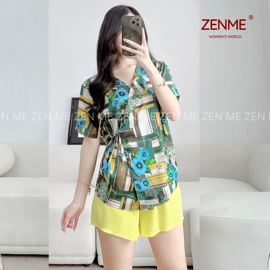 Ảnh Đồ Ngủ Nữ Lụa Latin Cao Cấp Zen Me Thiết Kế KIMONO Sang chảnh Quần Đùi KMN0924 3